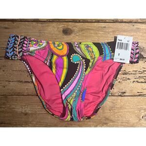 Tina Turk Womens Size L Black Multicolor Bikini Bottom NWT